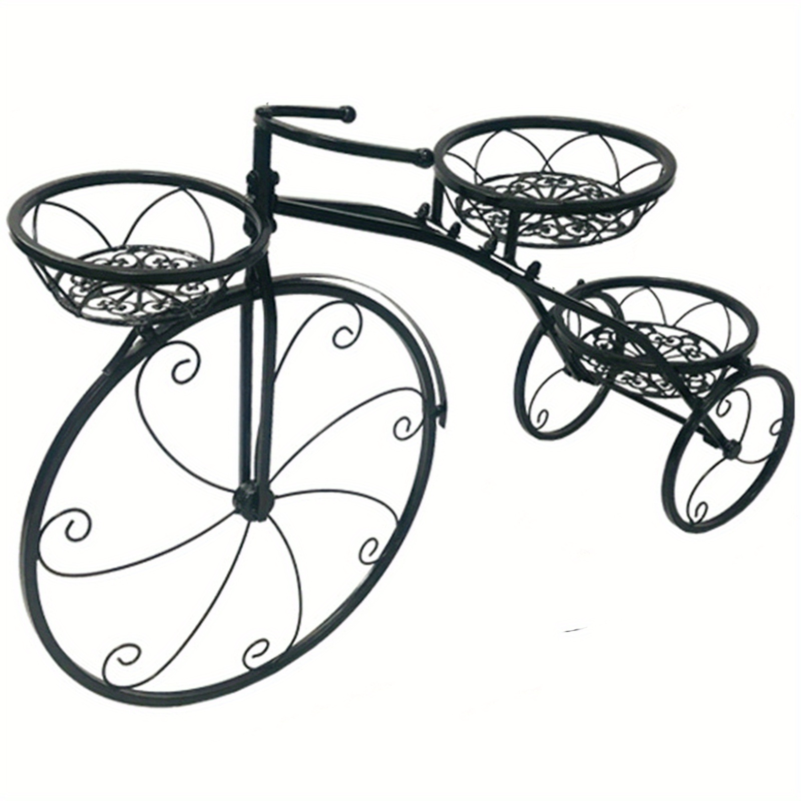 Image of 3 Tiers Metal Iron Bicycle Shape Flower Pot Plant Stand Rack Display Shelf Stand For Indoor Outdoor Patio