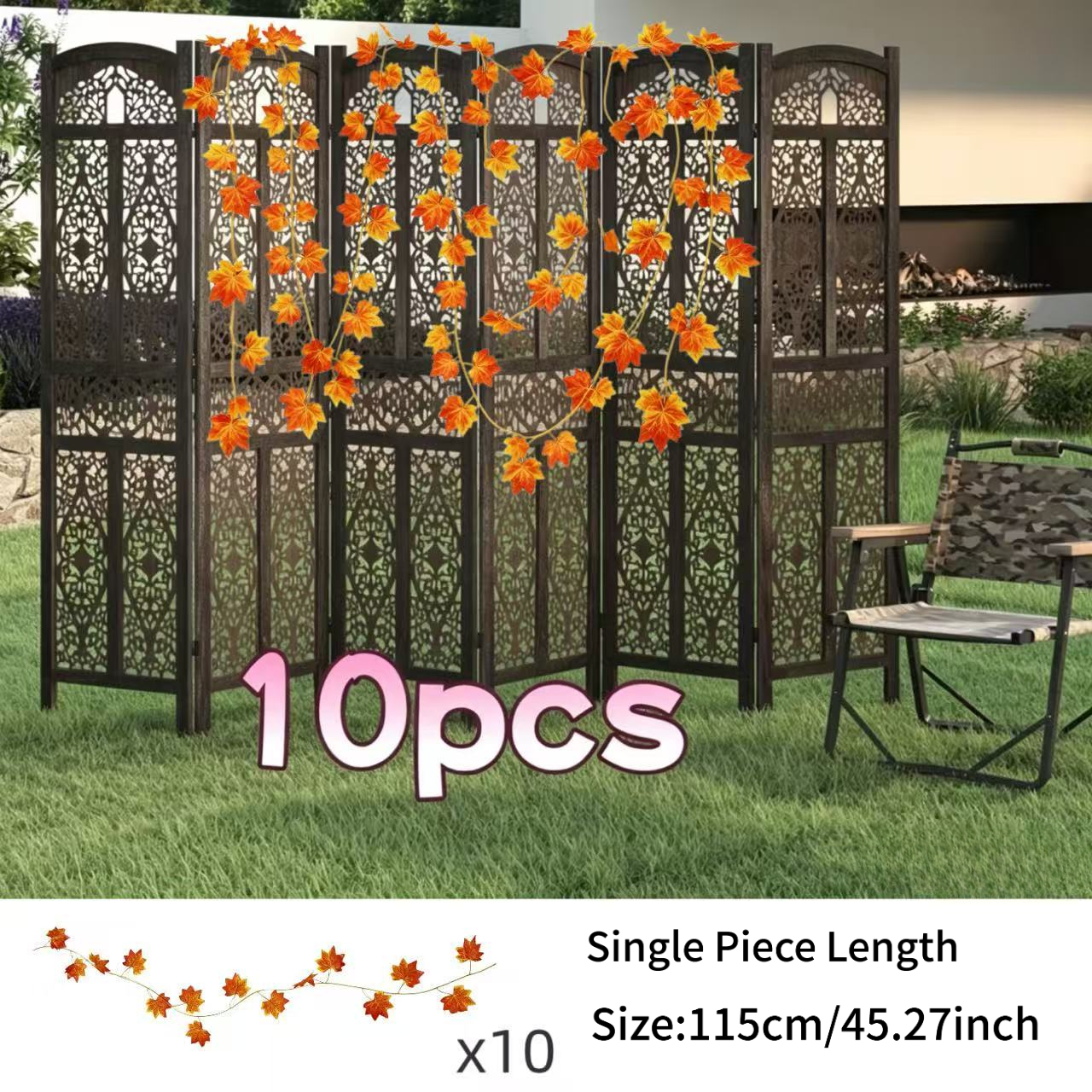 TEMU 10pcs Luxurious Large Artificial Vines, Total Length 452.7 Inches, Suitable For Halloween, Thanksgiving, And All Autumn Scenes, Versatile Use In