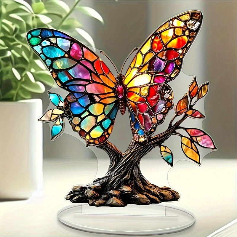 

2d Flat Art Acrylic Stained Glass Ornament, Tree Of , 7"x7" Tabletop Decor, Multipurpose Decoration, Ideal Gift For Women, No Electricity Or Battery Needed