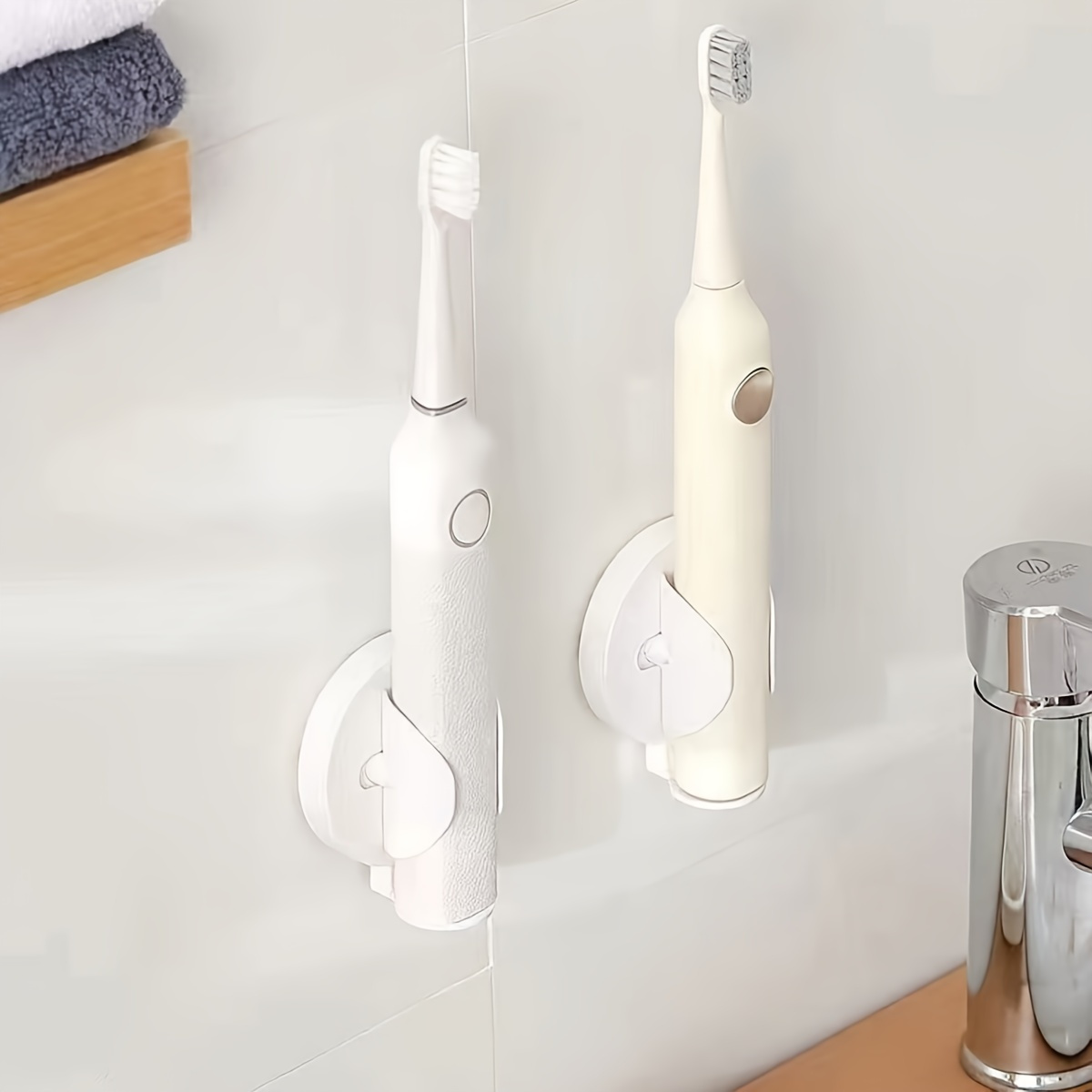 

2- -mounted Toothbrush , Universal Sensing, Non-punch , Plastic Toothbrush & Organizer, No