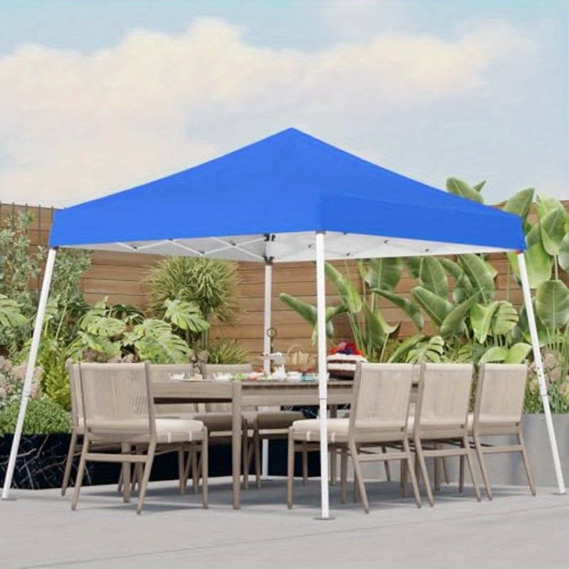 10x10 Instant Pop Up Canopy Gazebo - Heavy-Duty 300D Sier-Coated Fabric, UPF 50+ UV Block & CPAI-84 Flame Retardant, Easy Setup/Teardown in Minutes, Slant Legs with Stable Base, Portable Shelter with Storage Bag for Camping, Beach, Patio, Backyard Parties - Blue Outdoor Tent