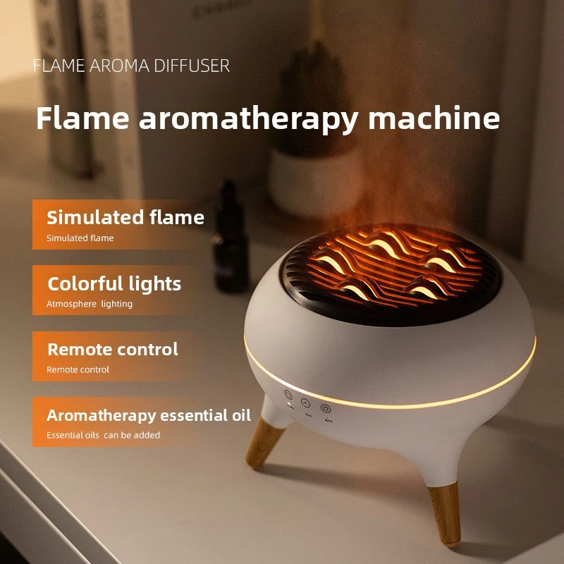 multicolored flames, smart home aroma diffuser desktop flame humidifier, large mist output, music atmosphere with multicolored lights. details 0