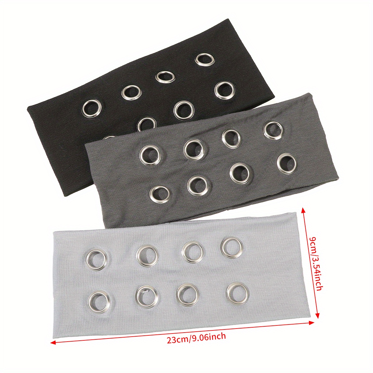 3/6pcs black punk style grommet headbands - elastic stretchy  display picture 2