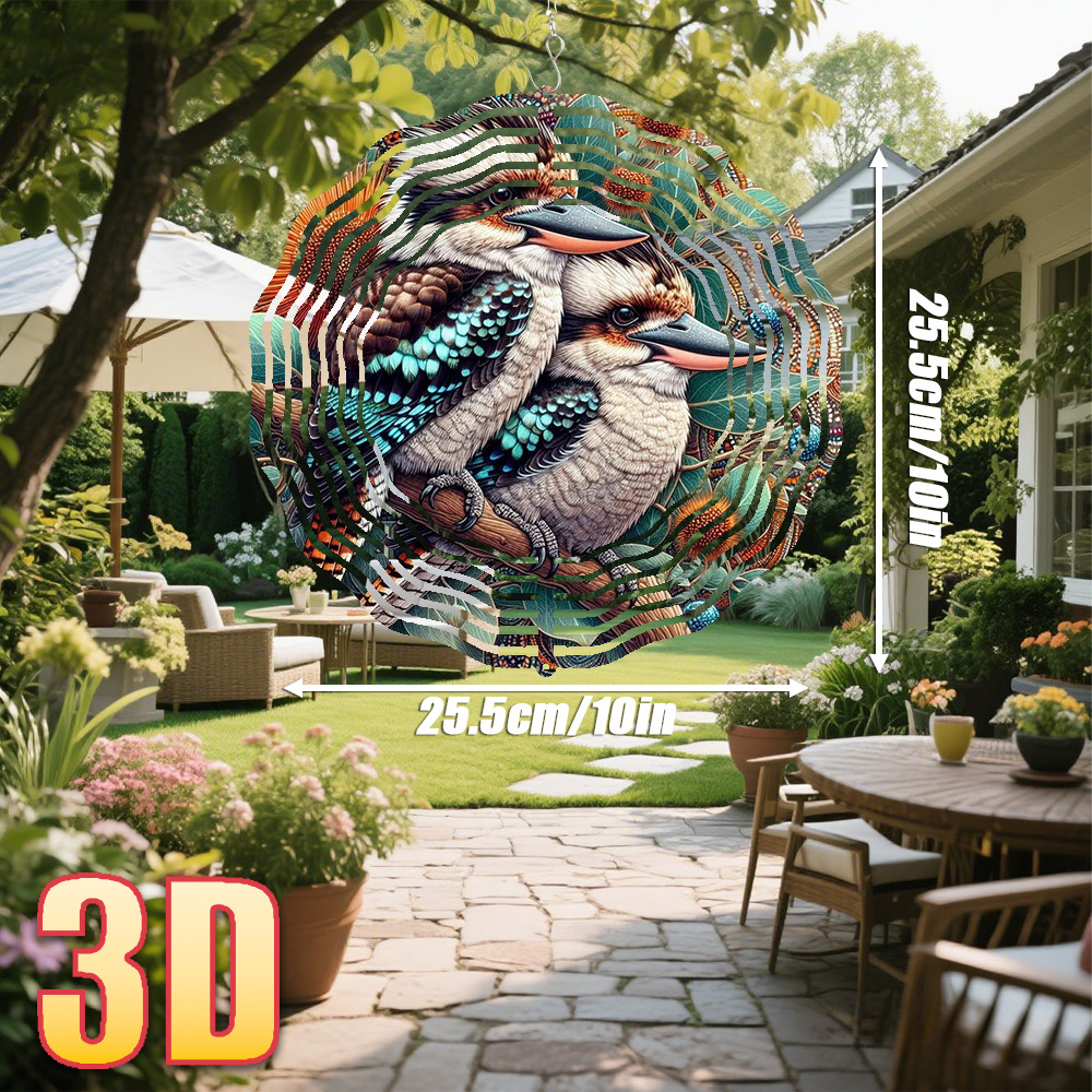 TEMU 3d 1pc "no.2309 2 Perched On A Branch Amidst Colorful Leaves And Flowers" 25.5cm/10in*25.5cm/10in With Swivel Hook, 360° Diy Creative Wind