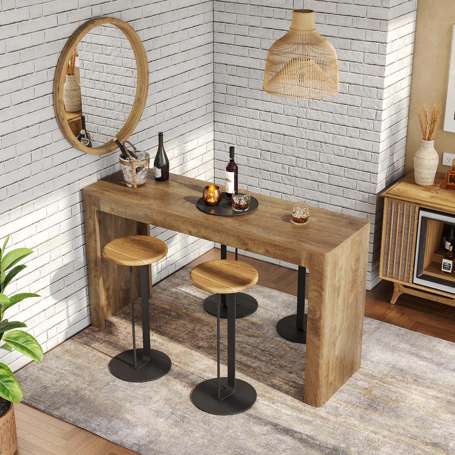 63-Inch Extra Long Bar Table - Modern Farmhouse Kitchen Island