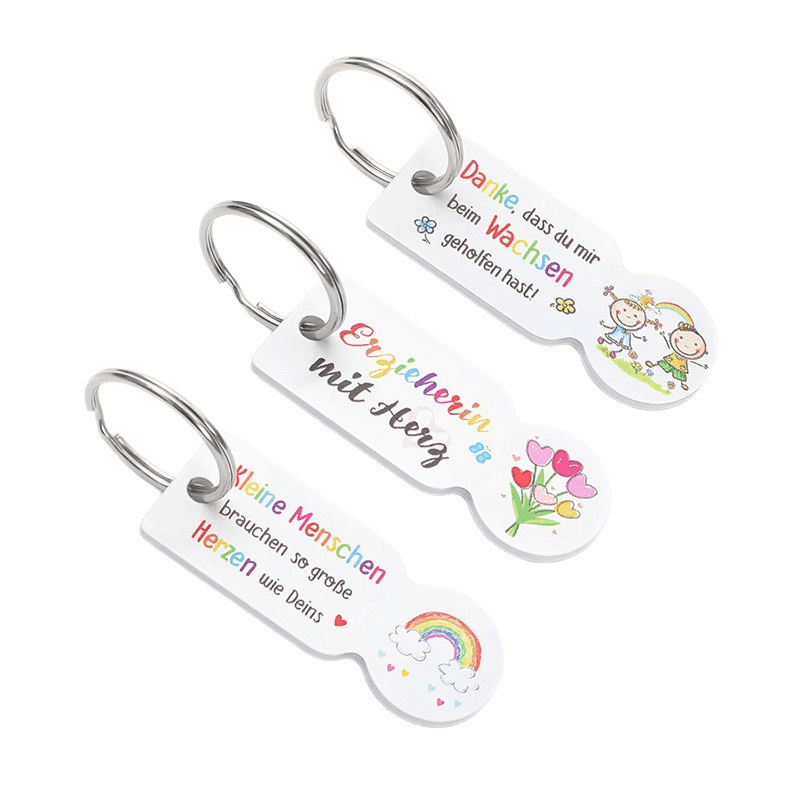 3pcs Creative Easy Acrylic Supermarket Keychain Anti-lost Shopping Cart Token Tag Stainless Steel Backpack Pendant Novelty Key Ring