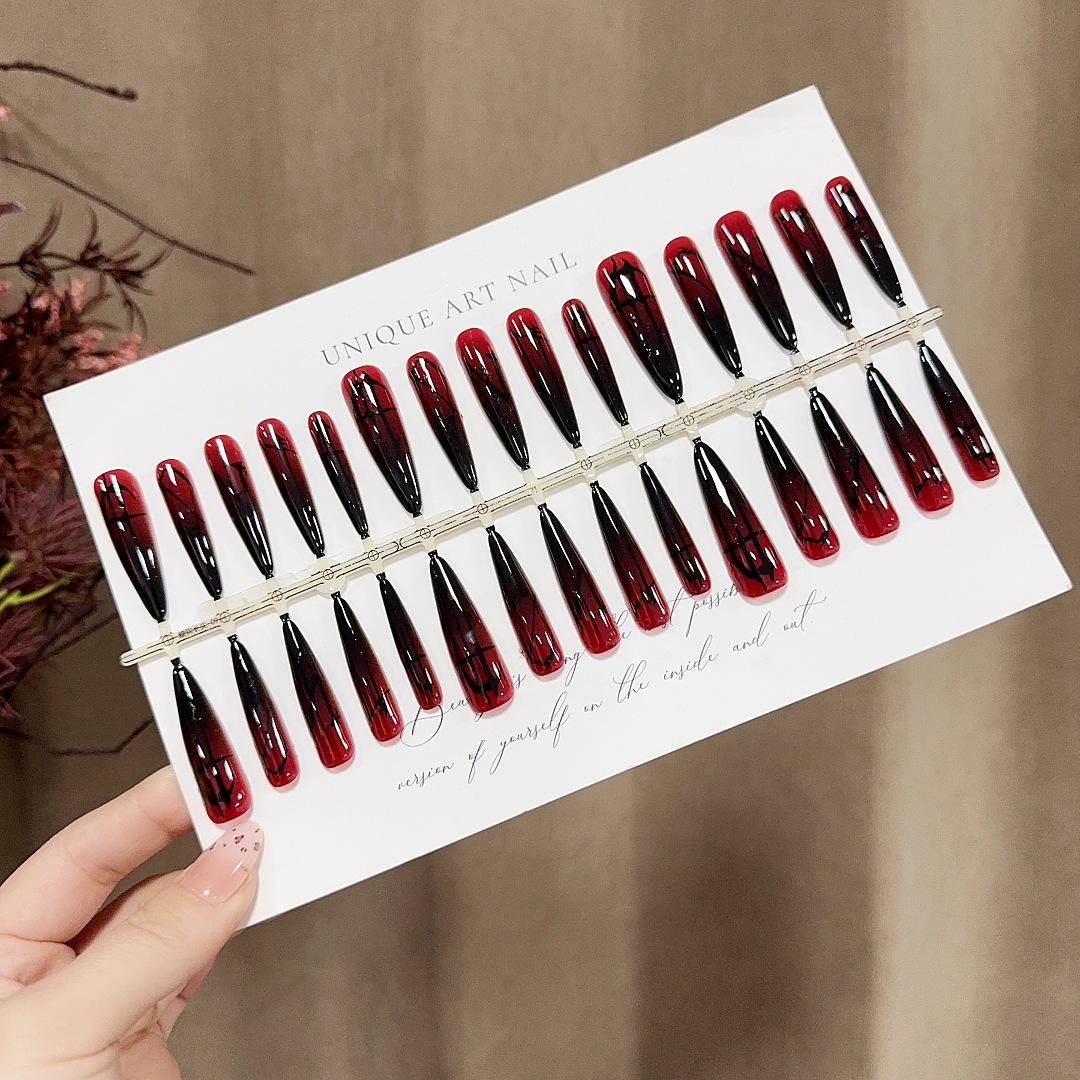 TEMU 30pcs Gothic Press-on False Nails Suitable For Parties & Daily Wear - Pre-made Short-length Detachable Nail Sheets With Gradient Glossy Gradient