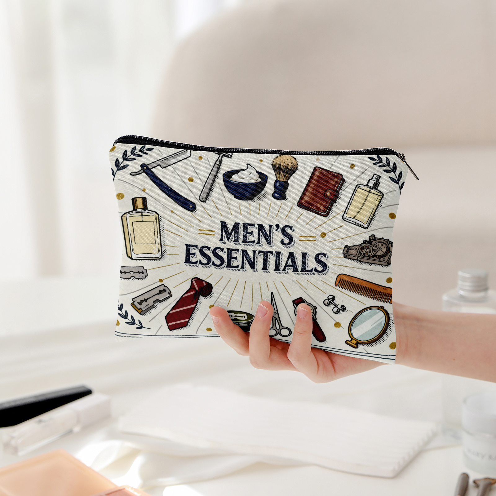 TEMU 1pz Strumento da Vintage & Custodia - Borsa da Toeletta Retro a Tema Adatta per Viaggi, Conservazione in Bagno, Palestra - Regalo Unisex per &