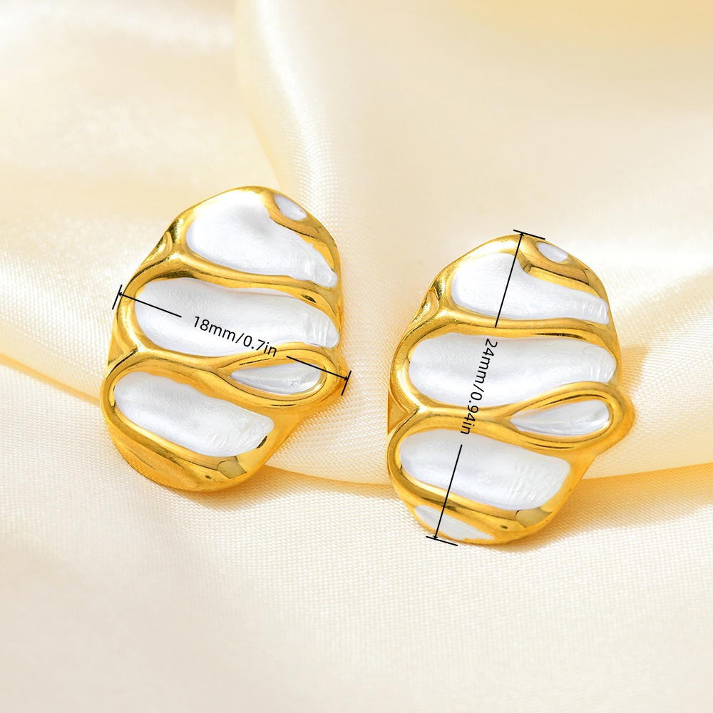 Women's Irregular Geometric Oval Stud Earrings, Elegant Design
