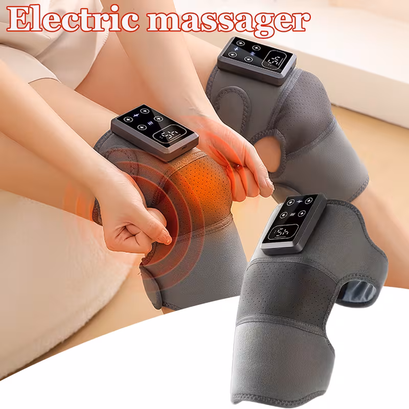 a portable knee massager that offers heating and vibration designed for use on knees elbows and shoulders it adjustable temperature controls and an lcd screen making it leg and knee massages an gift for parents and elderly individuals Product details 0