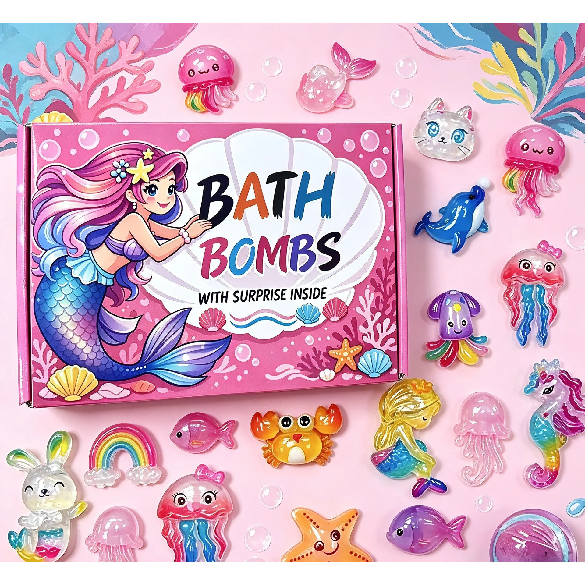 Ocean-themed Bath Salt Balls Box, Exploding Salt Christmas Gift