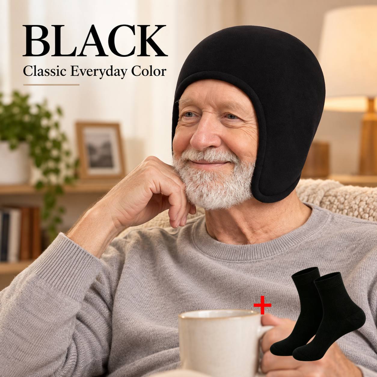 TEMU 2pcs Set: 1 Cap + 1 Pair Of Socks. Tecey Men's Ear-protection Cap, Wraps Around And Ears, Lightweight And Non-restrictive, Ideal For Nighttime