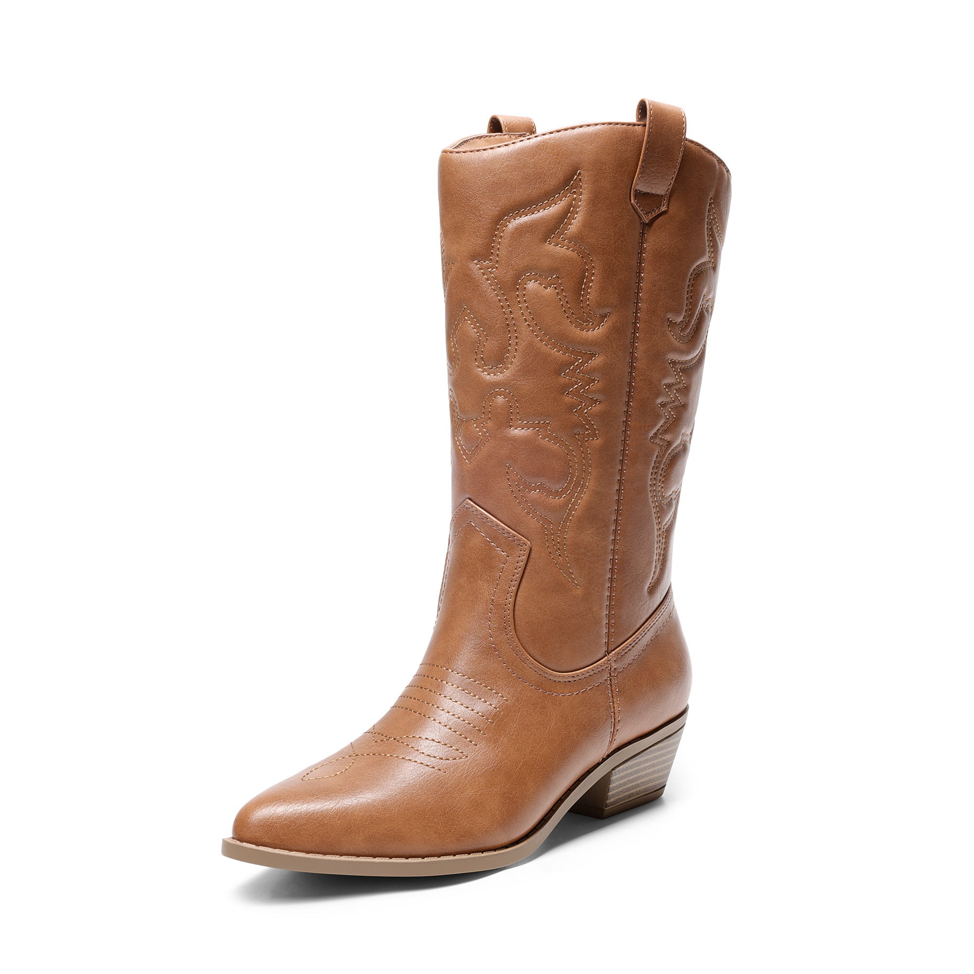 Dream Pairs Women's Mid-calf Western Boots - Stylish Heel Design For Everyday And Fashion, Women Shoes