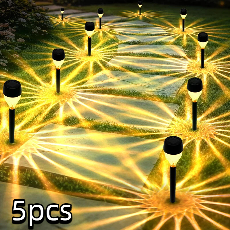 E-shop 4/ 5 Stück Solar-Gartenwegbeleuchtung für den Außenbereich, Rasen, Blumentopf, dekorative Lampen, automatisches Einschalten bei Nacht für