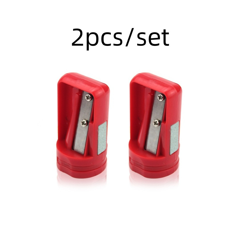 TEMU 2pcs Red Plastic Manual Pencil Sharpeners, Professional Woodworking Single Hole Design, Portable Precision Narrow Grind For Carpenters And