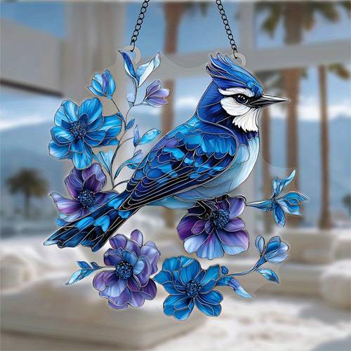 2d flat and and flower 8 inch x8 inch acrylic suitable for living room office porch ideal gift for bird lovers
