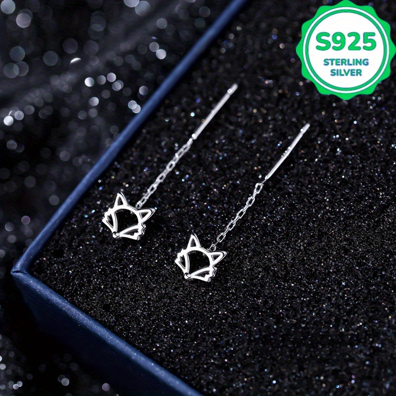 A Pair Of 2pcs, Anti-allergy S925, Elegant And Fashionable Fox Ear Line, Fresh Tassel Earrings, Sweet Ear Pendants, Easy Animal Ear Jewelry