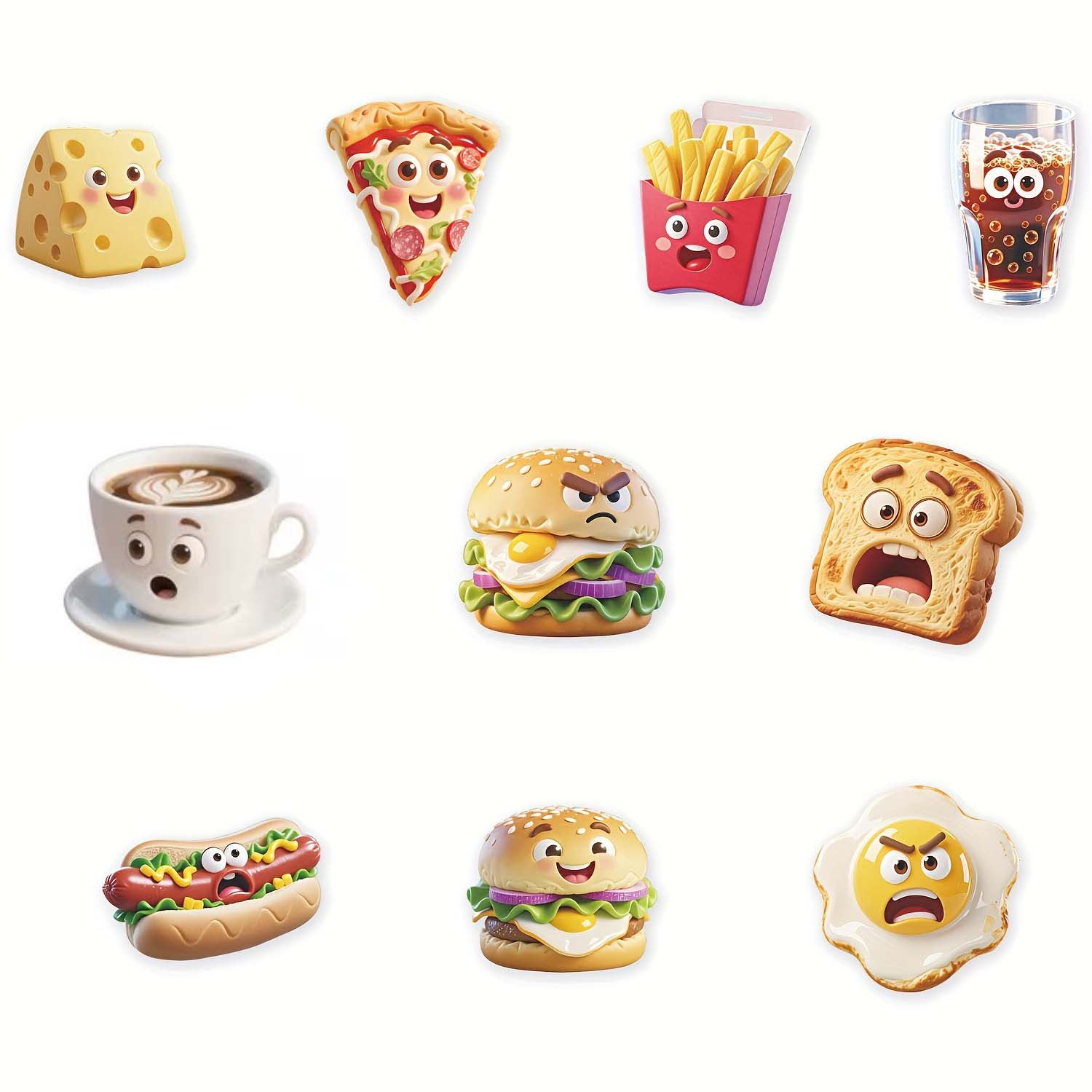 E-shop 10er-Set Kühlschrankmagnete mit Lebensmittelmotiven | Enthält Hamburgers, Pommes, Pizza, Sandwiches & Kuchen Designs, Magnetetiketten für ,