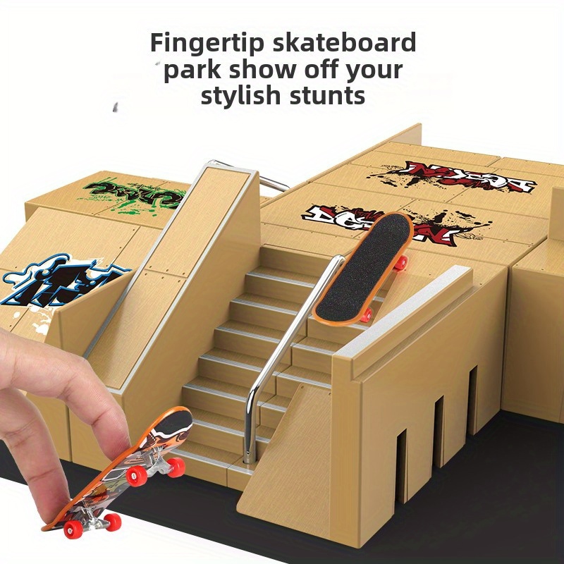 Kit Fingerboard Skate Park 13 Pièces – Rampe, Scooters, Mini-Skateboards Et Accessoires – Cadeau Amateurs De Sport