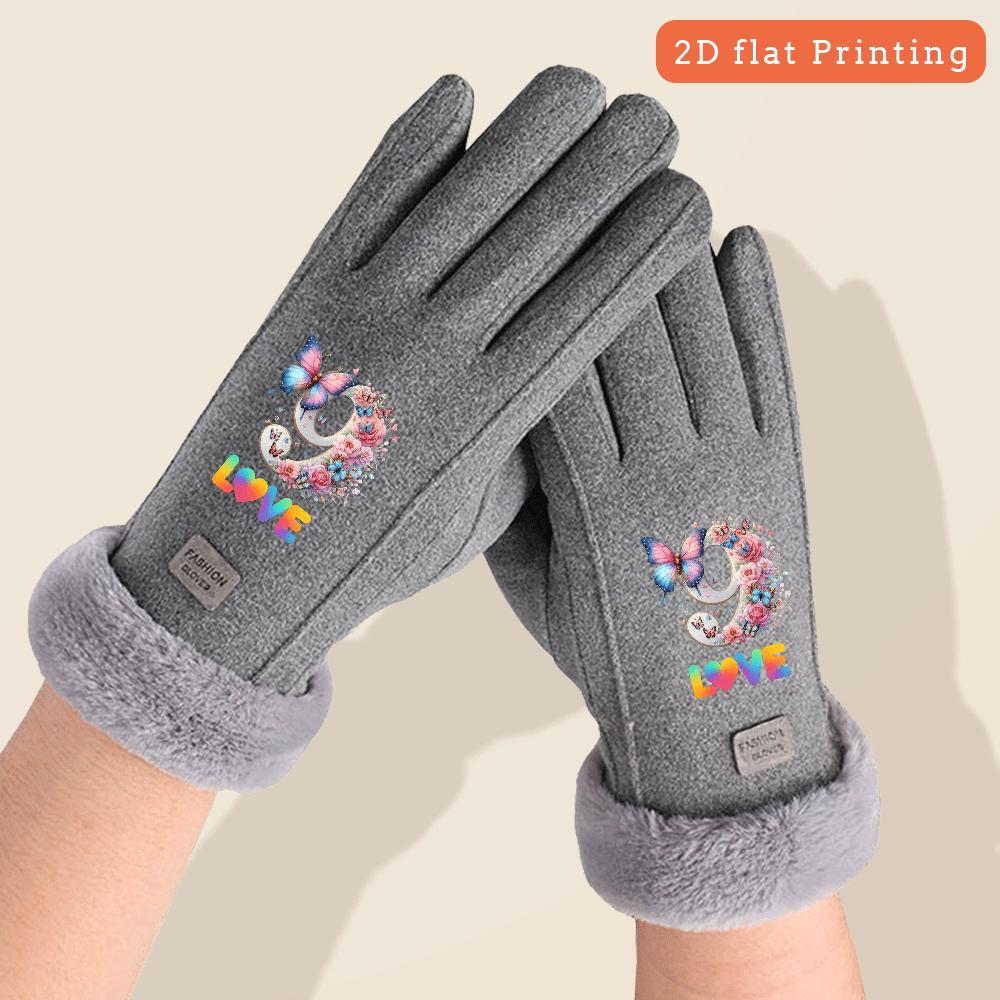 Butterfly Women's Touchscreen Winter Gloves, Thickened