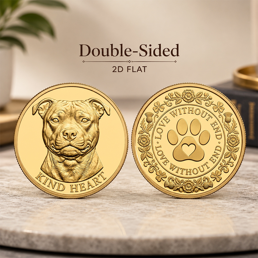 TEMU Replica Coin 1pc Staffordshire Bull Terrier Coin - Themed Collectible Suitable For Dog Breed Collectors, Staffordshire Bull Terrier, Dog Lover