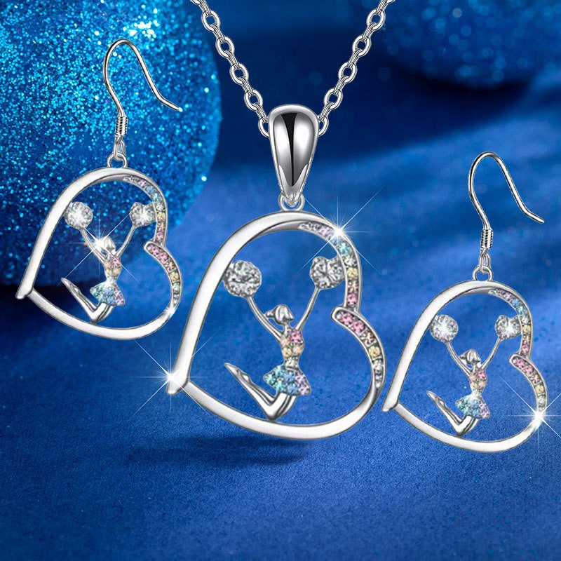 TEMU 3pcs Fashion Simple And Personalized Cheerleading Earrings Necklace Party Commemorative Jewelry Exquisite Christmas Birthday Gift
