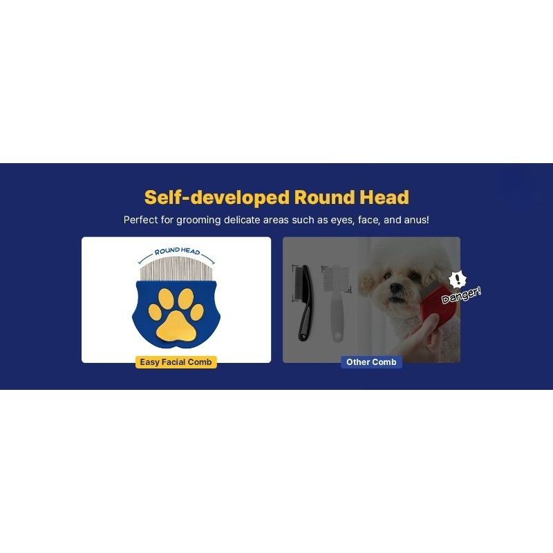 Professional Eye Cleaning Comb for Pets | Cat And Dog Stainless Steel Tear Stain Remover | Gentle Round Head Combing Tool | Compact And Portable, Used to Remove Dirt from Eyes
