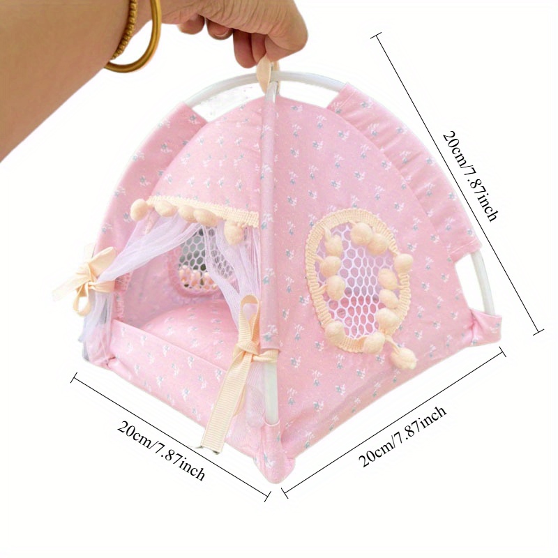1:12 Scale Miniature Pink Polka Dot Camping Tent
