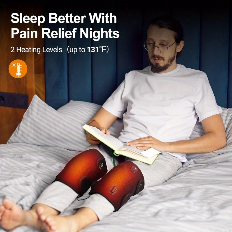 knee massager suitable for fsa that provides, perfect as birthday presents for   men and women, including dads and moms.   an hsa-approved heating pad designed for the knee, featuring heat and vibration, along with cold packs Product details 2