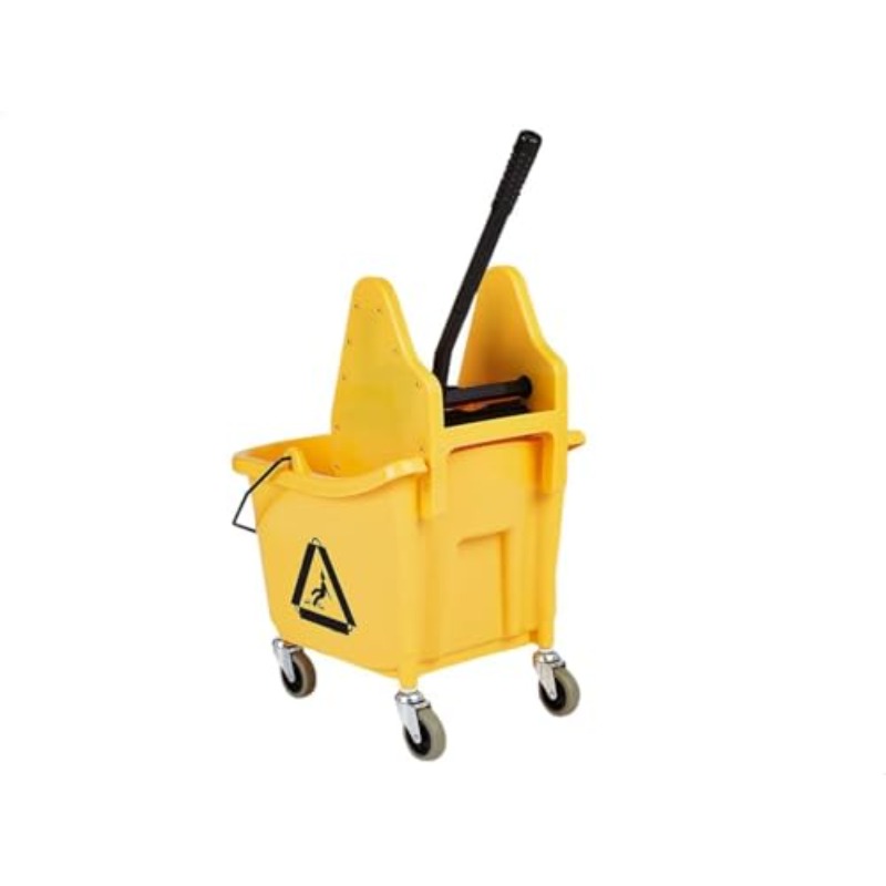 commercial heavy duty mop bucket with down press manual wringer 35 quart yellow cleaning bucket pp   frame rolling casters mop holder compatible with jaw fan mops  commercial sold Product details 2