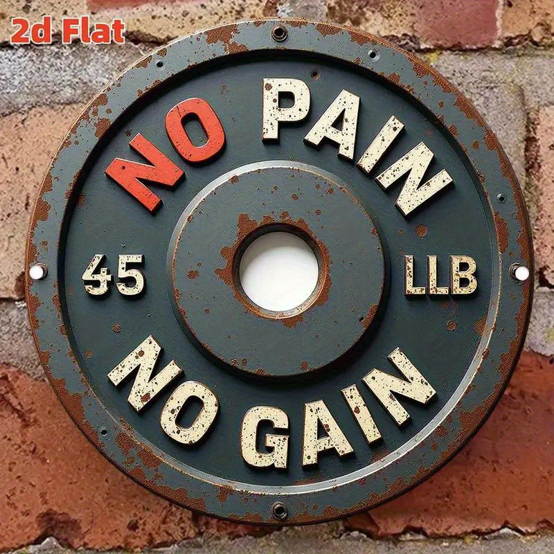 TEMU 2d Flat, 2d Flat Motivational Decor, Sporty " No " Barbell And Dumbbell Design, Suitable For Home, Gym, Office, Or Garden - Fits Living Rooms,