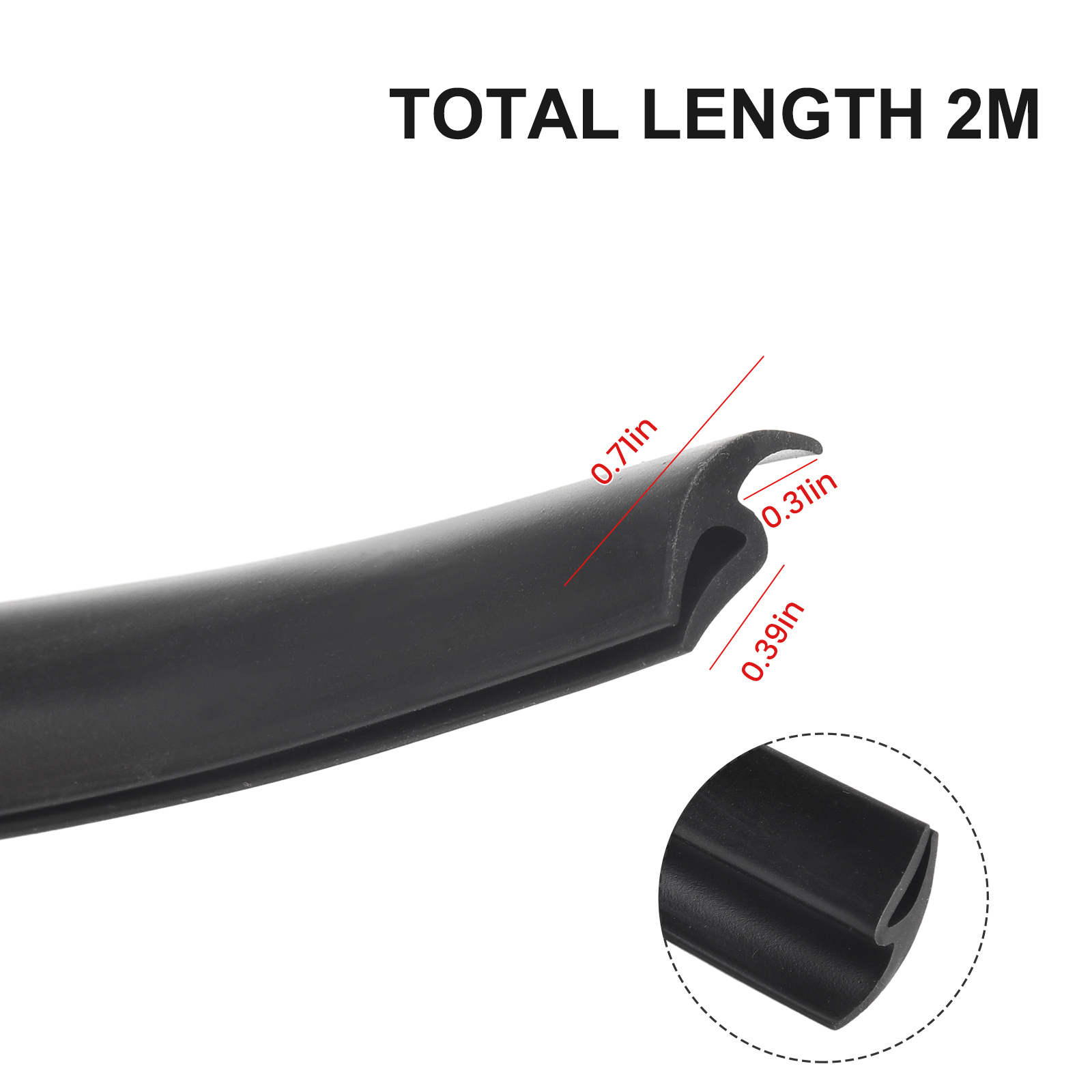 TEMU 2m Black Rubber Seal Strip Trim For Car Front Windshield And Sunroof Weatherstrip - 18mm Width, Compatible With Windshield Wiper Area Plastic