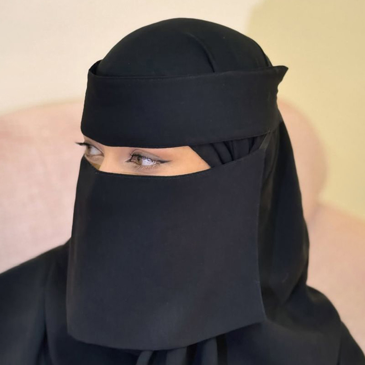 women muslim hijab veil face cover with adjustable elastic straps solid color suitable for daily wear prayer travel machine washable polyester hijab for modest covering elastic for headscarves Product details 1