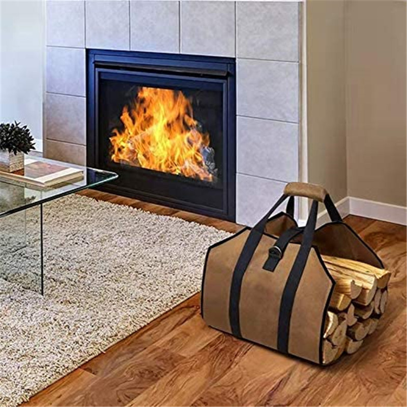 

1pc Heavy-duty Canvas Firewood Carrier Bag, Large Capacity Log Tote With Reinforced Handles For Fireplace, Camping, And Bbq Accessory