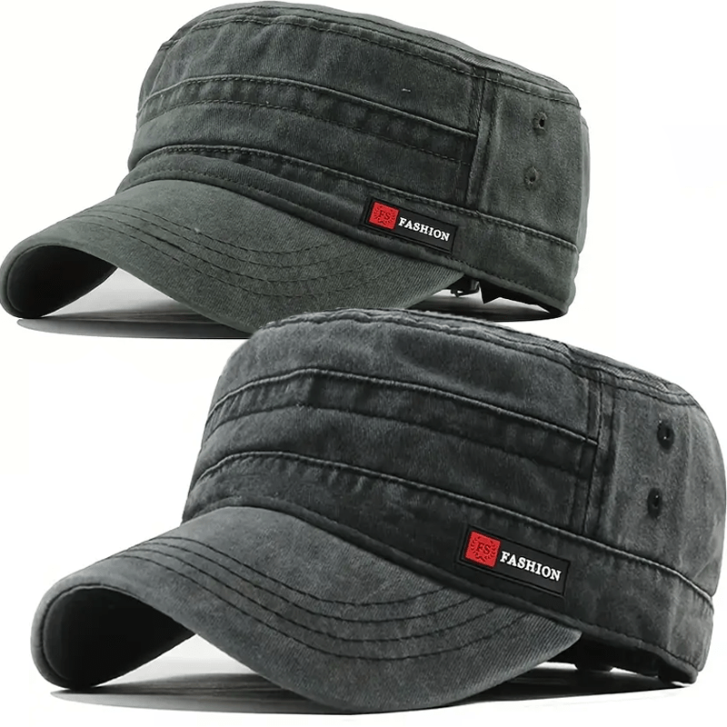 2pcs Adjustable Flat Top Hat, Lightweight And Versatile For Outdoor Activities - Stylish Black, Perfect Gift For Dad, Perfect For Parties And