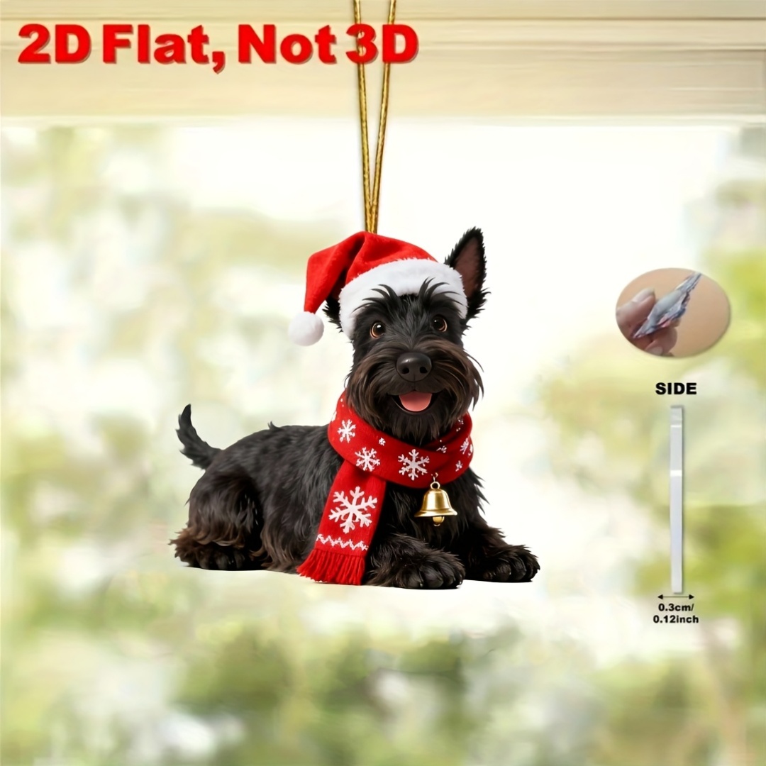 TEMU 2d Flat, A Cute Scottish Terrier Ornament, Party Decoration Suitable For Christmas, New Year, Winter Parties, Home, Office, Windows, Christmas