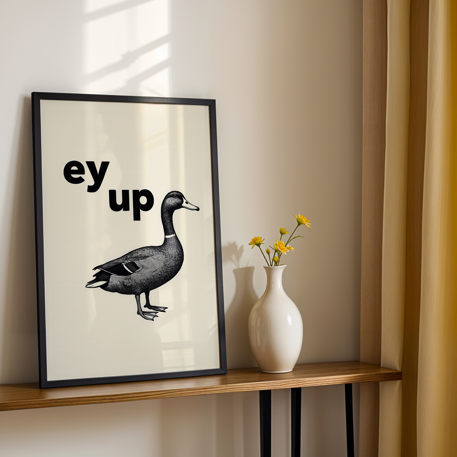 TEMU 1pc Funny Yorkshire Slang "ey Up" Duck Poster - Northern English Wall Art Print, Sheffield & Leeds Word, Unframed British Humor For, Office, For