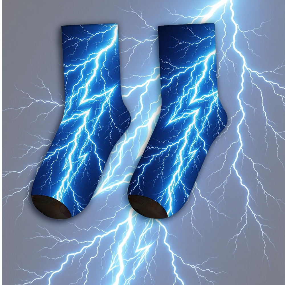 TEMU A Unique Pair Of Socks Designed With Lightning Bolts For Women& Men, Sock | Ideal For Party Costume, Gifts, Daily Wear
