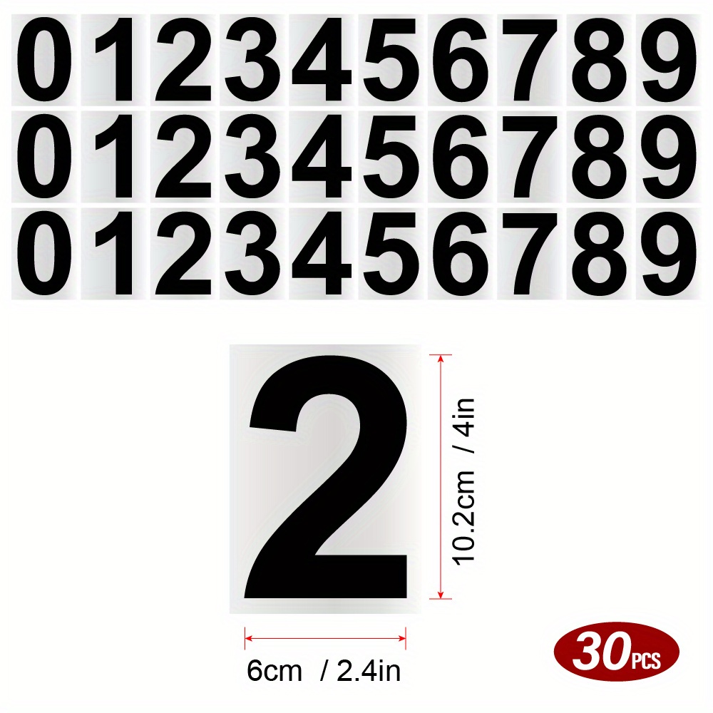 Image of 30pcs Number (0-9) Diy Reflective Mailbox Digital Sticker, Decal Die Cut Vinyl Waterproof Adhesive Address, For Mailbox, , Dustbin, Car Motorcycle, Bike, Skateboard, Boat