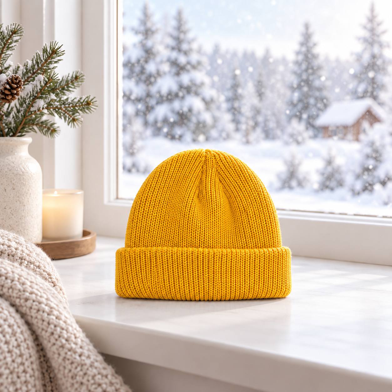 TEMU Men's & Women's Thickened Knitted Winter Hat - Warm Suitable For Outdoor, Christmas, Thanksgiving, Hand Washable Solid Color For Weather, Casual
