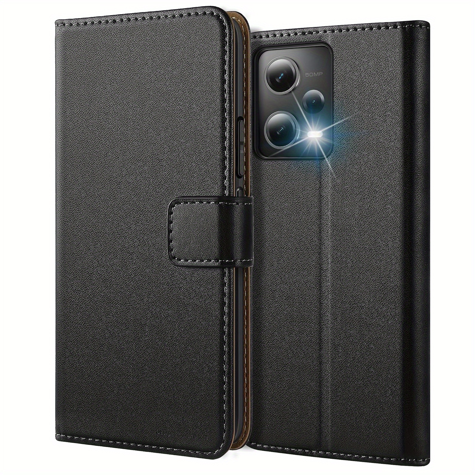 TEMU Phone Case - Black Faux Leather Flip Protective Phone Case Cover With Kickstand For Pro 5g / Poco X5 Pro 5g