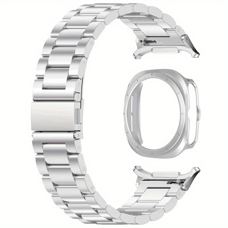 Image of Stainless Steel Metal Band With Pc Case For Galaxy Watch 7 Ultra 47mm, Metal Bracelet With Push Button Clasp, Wristband Compatible With Galaxy Watch 7 Ultra - Accessories For Men And Women