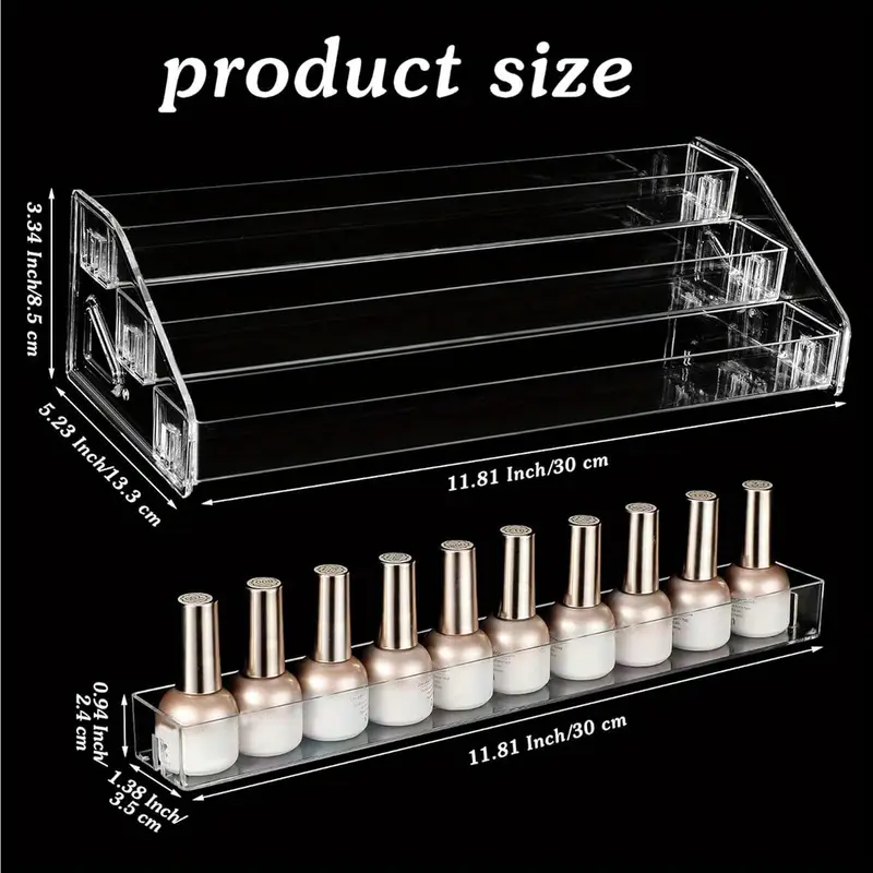 2pcs clear organizer space saving vertical storage for glasses fashion glasses nail polish essential oils makeup bathroom office no assembly needed easy insertion vanity accessory threelayer organizer acrylic material Product details 0