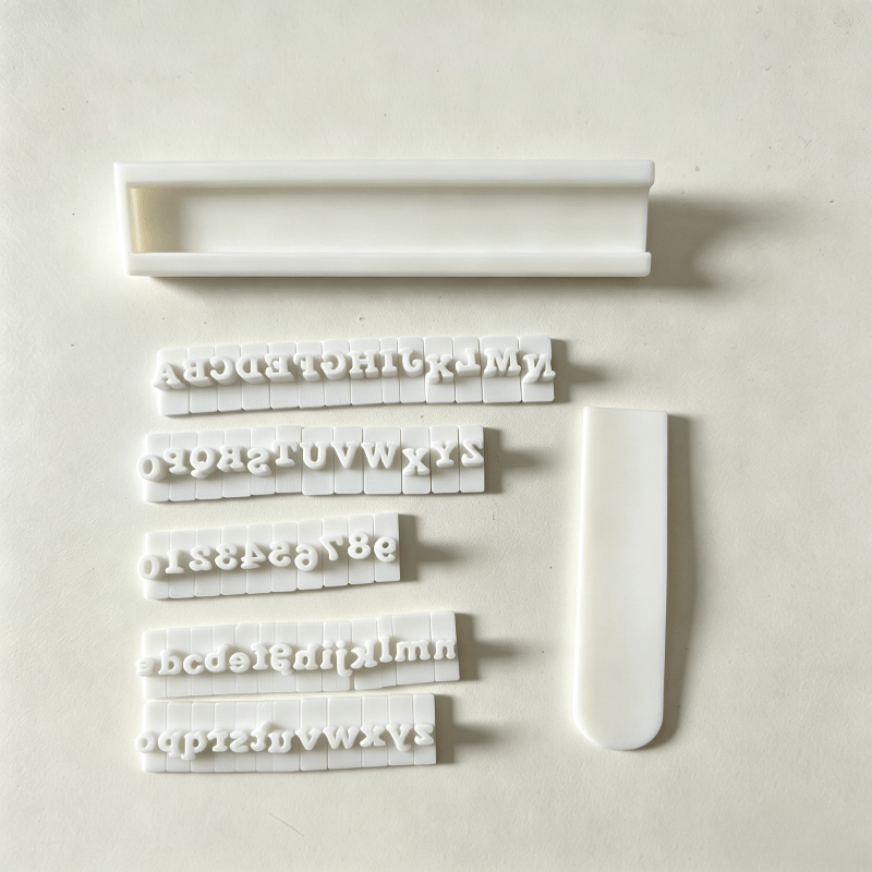TEMU Mini Ensemble de Tampons en avec Lettres et Chiffres en Police Standard et Outil de Rail Compatibles, Moule Décoratif Réutilisable pour la