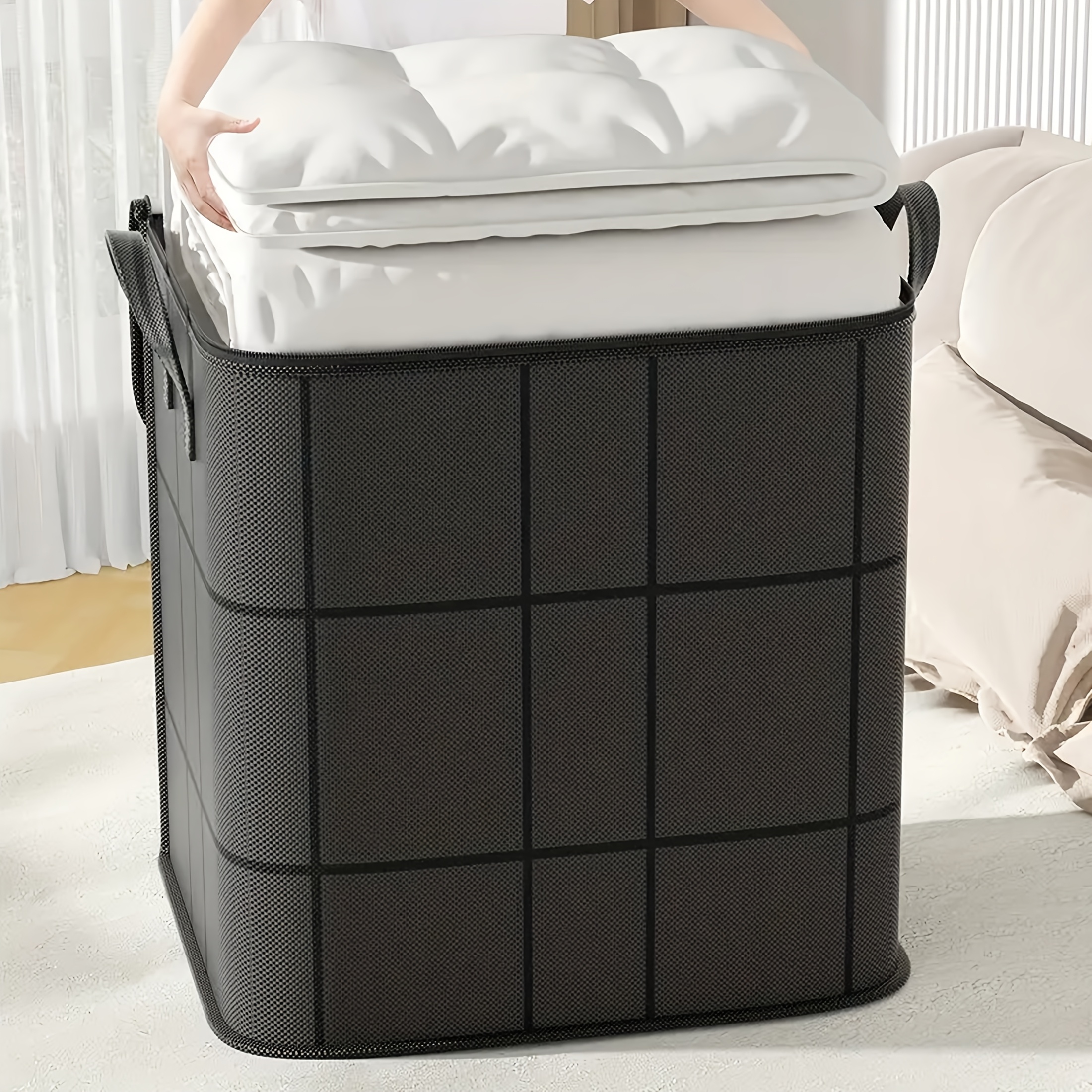 3pcs Foldable Closet Item Storage Boxes with Double Zipper