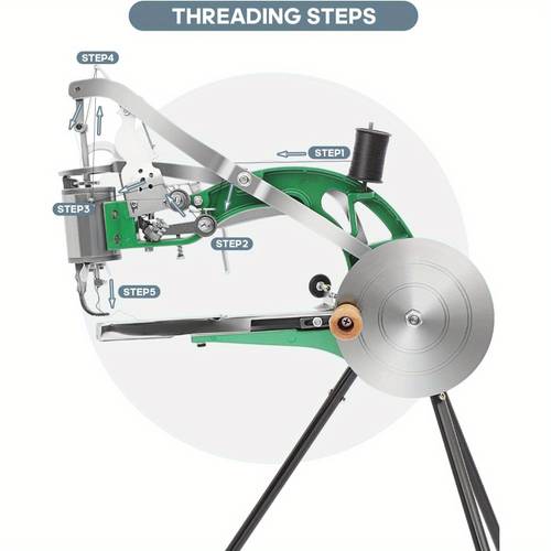 360 rotating manual faux leather sewing machine durable aluminum alloy 360 rotating dual nylon thread easy assembly home use clothing diy projects green