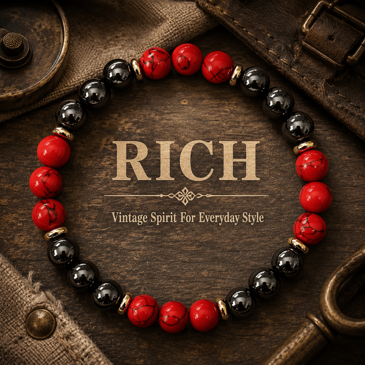 TEMU 1pc Unisex Red Spodumene Bracelet, Handcrafted Natural Stone Jewelry, Stable And , Elastic Comfortable Wear, Suitable For Business And Casual