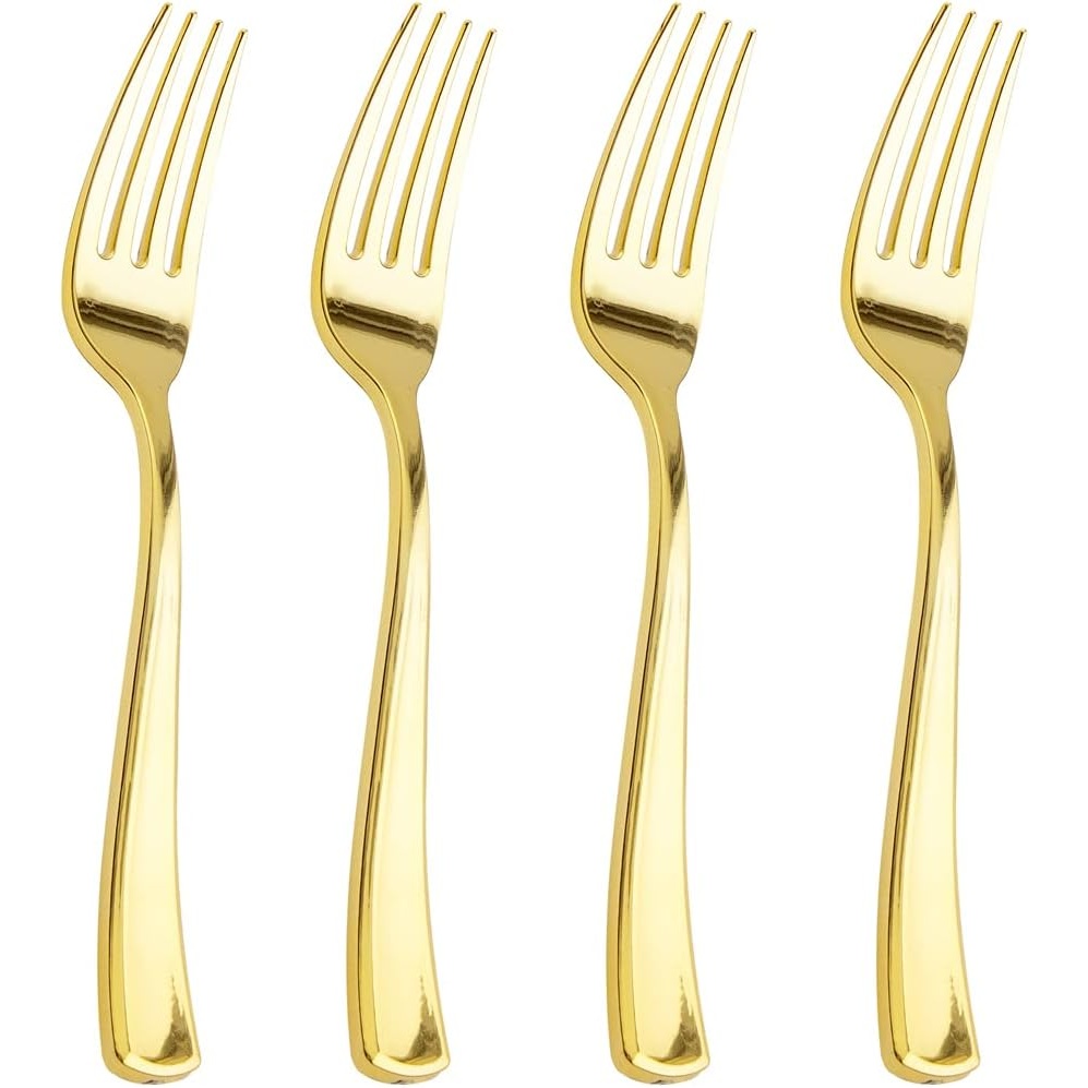 TEMU 100 Count Heavy Duty Golden Plastic Forks Disposable