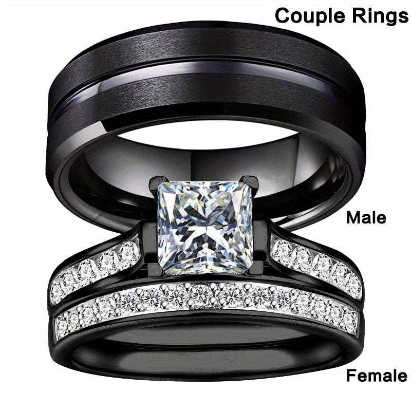 

New Synthetic Zirconia Ring Popular Men's And Women's Pair Rings Couple Bracelet