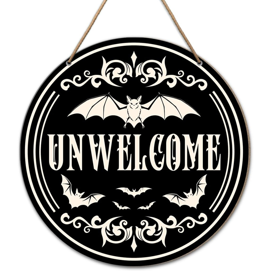 TEMU 2d Flat, Gothic "no Bats Welcome" Sign - Artificial Hanging Door Decoration Suitable For Home, Bathroom, Apartment Entrance Wall - Funny